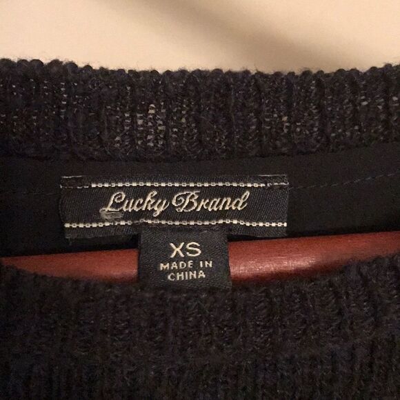 LUCKY BRAND Sweater with Open Crochet Sleeves XS - Picture 4 of 7
